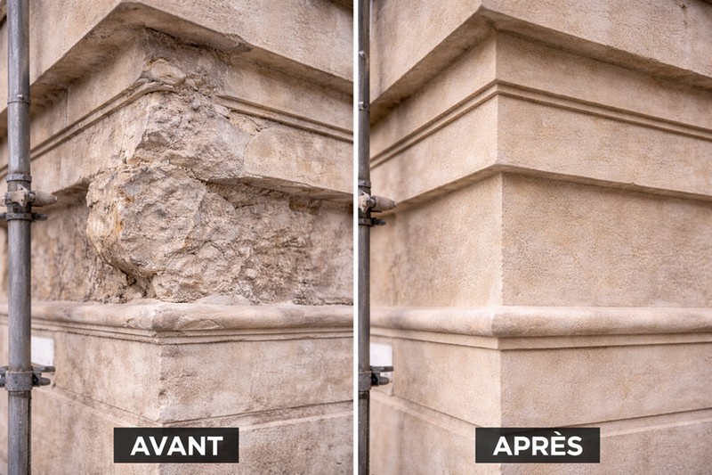 Réparation angle de bâtiment - Avant/Après