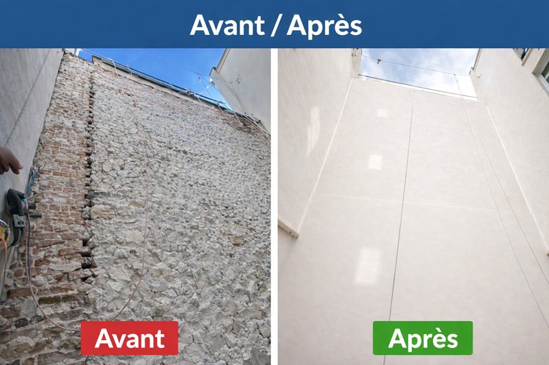 Traitement des pierres de moellons - Avant/Après